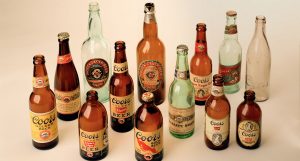 Assortment of antique Coors beer bottles.