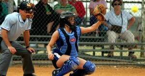 Ball streaking toward catcher's mitt.